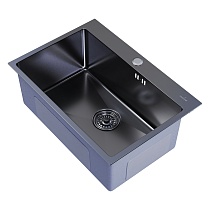 Мойка настол.монтаж 65х45 (3,0) вып 3 1/2 MIXLINE PRO 22см с сифоном (черный графит)