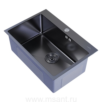 Мойка настол.монтаж 65х45 (3,0) вып 3 1/2 MIXLINE PRO 22см с сифоном (черный графит)