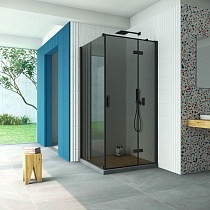 Душевой уголок Vegas Glass AFP-Fis Retta 110*120 02М 07 R профиль черный матовый стекло графит