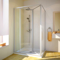 Душевой уголок GuteWetter Practic Rectan GK-404 левая 100x95 см стекло бесцветное, профиль матовый хром