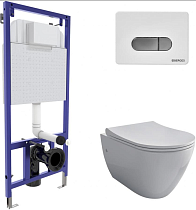 Комплект Berges NOVUM 525, кнопка D7, унитаз MASCON Rimless, сиденье дюропласт Toma Slim SO