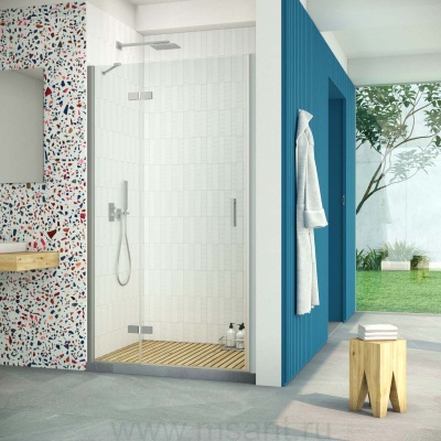 Дверь в душевой проем Vegas Glass AFP Retta 120 07 crystalvision L, профиль матовый хром, стекло crystalvision