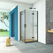 Душевой уголок Vegas Glass AFA-F Retta 90*80 02М Moru R профиль черный матовый стекло Moru