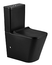 Унитаз-компакт напольный Azario Quadro безободковый с сидением микролифт и арматурой, чёрный матовый (AZ-2175-MB)