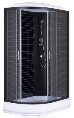 Душевая кабина Loranto (120х80х215) поддон 20 см черный кирпичный узор серое стекло 4 мм профиль черный (CS-66120-20R GB 120)