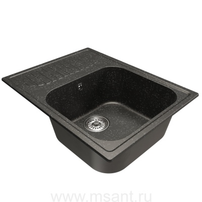 Мойкa MIXLINE ML-GM18 с крылом, черная (308), 640*490*190мм