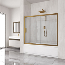 Шторка на ванну Kubele DE019P2-CLN-BR 150х150 см, профиль бронза