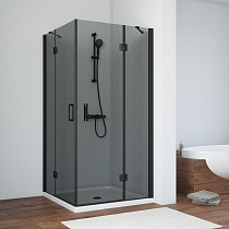 Душевой уголок Vegas Glass AFA NOVO 80 02М 07, профиль черный матовый, стекло графит