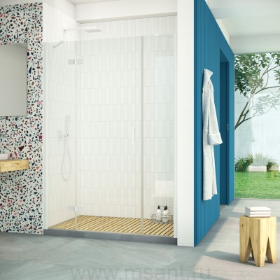 Дверь в душевой проем Vegas Glass AFP-F Retta 130 01 01 L профиль белый стекло прозрачное