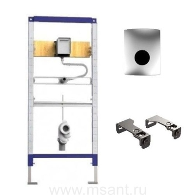 Инсталляция для писсуара Sanit Сет 4072 90.668.00..T000и, крепеж и сенсорная клавиша хром