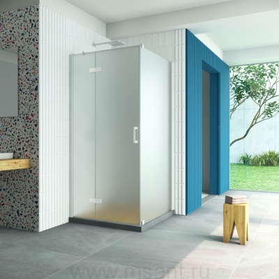 Душевой уголок Vegas Glass AFP-Fis Retta 80 01 10 L профиль белый стекло сатин