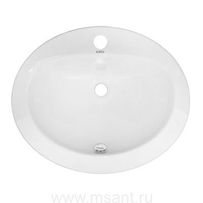 Раковина накладная Azario 510x425x180 овальная, встраиваемая сверху, белый глянец