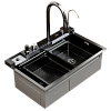 Мойка настол.монтаж 75х46 (3,0) вып 3 1/2 MIXLINE PRO 21,5см V2.0 (ч граф) сиф+доз+смес+кол+д/р+о/