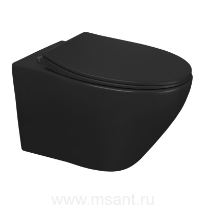 Унитаз подвесной Azario Keras 370х520х360 безободковый, с быстросъемным сиденьем микролифт, черный матовый