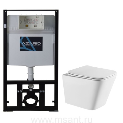 Сет AZARIO инсталляция + унитаз Teramo безободковый, с сиденьем микролифт, белый 