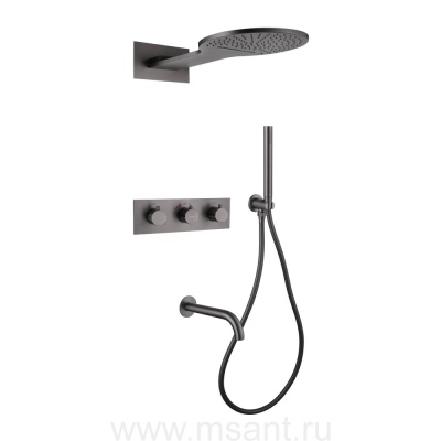 Душевая система ABBER Wasser Kreis AF8150NG скрытого монтажа с изливом, термостат, никель