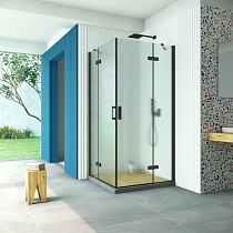 Душевой уголок Vegas Glass AFA Retta 80 02М 02 профиль черный матовый стекло шиншилла