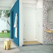 Дверь в душевой проем Vegas Glass AFP Retta 110 01 crystalvision R, профиль белый, стекло crystalvision