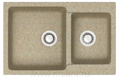 Кухонная мойка AZARIO Grand 765х500х190 двойная, искусственный мрамор, цвет Песочный (CS00079905)