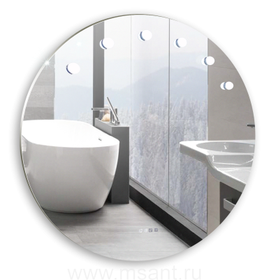 Гримерное зеркало AZARIO Nicole d1000 c подсветкой и диммером, сенсор выкл, смена цвета, 6 ламп в комплекте, часы