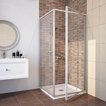 Душевой уголок GuteWetter Practic Rectan GK-401 правая 75x70 см стекло бесцветное, профиль матовый хром