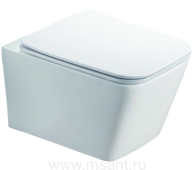 Унитаз подвесной Azario NOVA 530х350х360 безободковый, с ультра тонким сиденьем микролифт, белый