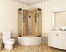 Душевая кабина Niagara Lux NG-7790G (90x90х215) высокий поддон(45см),дверь раздвижная,стенки золото,4 места