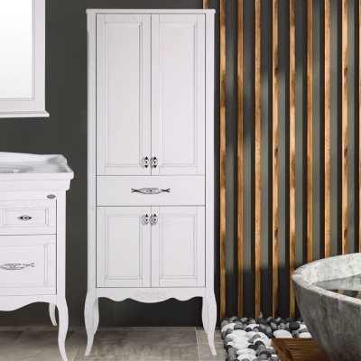 Шкаф-пенал ASB-Woodline Модерн 60 белый, патина серебро