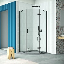 Душевой уголок Vegas Glass AFA-Pen Retta 100 02М crystalvision R профиль черный матовый стекло crystalvision