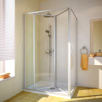 Душевой уголок GuteWetter Practic Rectan GK-404 левая 100x80 см стекло бесцветное, профиль матовый хром