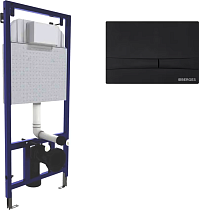 Система инсталляции для унитазов Berges Novum 040255 с кнопкой смыва, черная