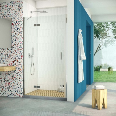 Дверь в душевой проем Vegas Glass AFP Retta 100 08 crystalvision L, профиль глянцевый хром, стекло crystalvision