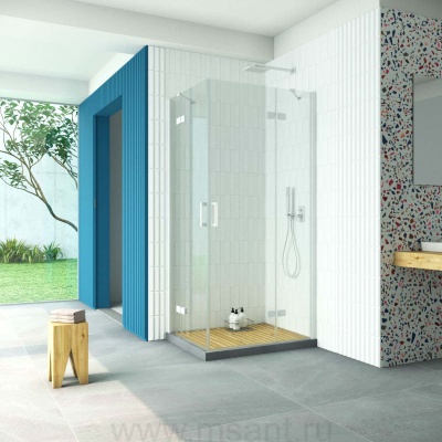 Душевой уголок Vegas Glass AFA-F Retta 90*80 01 01 R профиль белый стекло прозрачное