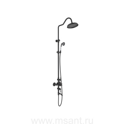 Термостатическая душевая система с изливом AQUATEK, матовый черный AQ2543MB КЛАССИК