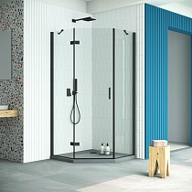 Душевой уголок Vegas Glass AFA-Pen Retta 100 02М 01 L профиль черный матовый стекло прозрачное