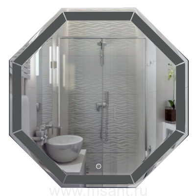 Зеркало AZARIO Renato 800х800, влагостойкое с подсветкой и диммером, с гравировкой