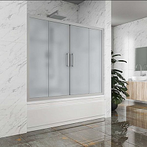 Шторка на ванну Kubele DE019P4-MAT-MT 165х150 см, профиль матовый хром