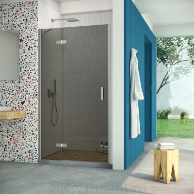 Дверь в душевой проем Vegas Glass AFP Retta 100 07 07 L, профиль матовый хром, стекло графит