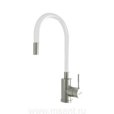 Смеситель для кухни 35k MIXLINE MLSS-0325 БЕЛЫЙ гибкий силиконовый излив