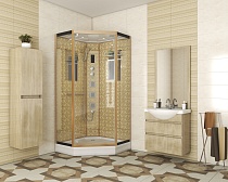 Душевая кабина Niagara Lux NG-7717G (100x100х215) низкий поддон(15см),дверь распашная,стенки золото,4 места