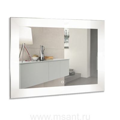 Зеркало AZARIO Норма-6 1000*800 (c подсветкой и диммером, часы+сенсор выкл + подогрев+ радио, bluetooth+ термометр)