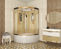 Душевая кабина Niagara Lux NG-7744G (120x120х215) высокий поддон(50см),дверь раздвижная,стенки золото,4 места