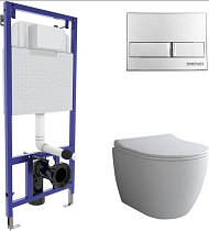 Комплект Berges NOVUM 525, кнопка L3, унитаз OKUS, сиденье дюропласт Toma Slim SO