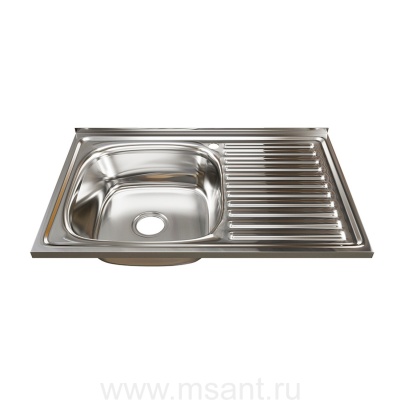 Мойка 80х50 (0,8) лев вып 3 1/2 MIXLINE 18см с сифоном