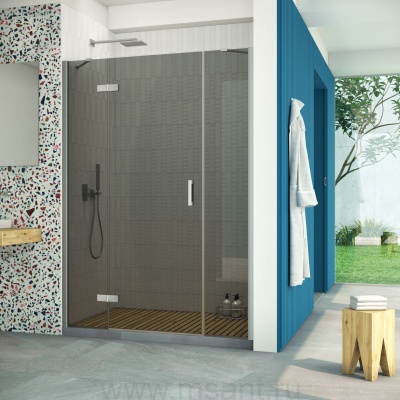 Дверь в душевой проем Vegas Glass AFP-F Retta 140 07 07 L профиль матовый хром стекло графит