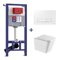 Комплект 3в1: 100124422 Инсталляция Lemark PENEDA EXPERT для унитазов с кнопкой смыва BIT белый глянец + унитаз подвесной безободковый FLOREX Торнадо белый глянец