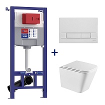 Комплект 3в1: 100121423 Инсталляция Lemark PENEDA EXPERT для унитазов с кнопкой смыва BIT хром глянец + унитаз подвесной безободковый FLOREX Торнадо белый глянец