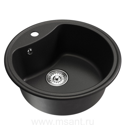 Мойкa MIXLINE ML-GM09 круглая, ультра-черная (344), 510 мм (глуб. чаши 190)
