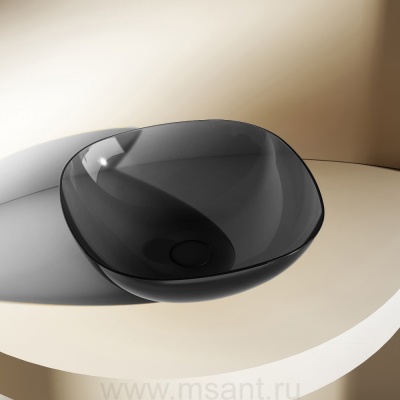 Раковина накладная прозрачная ABBER Kristall AT2806Onyx черная