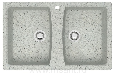 Кухонная мойка AZARIO Elmas 780х500х190 двойная, искусственный мрамор, цвет светло серый (CS00078335)